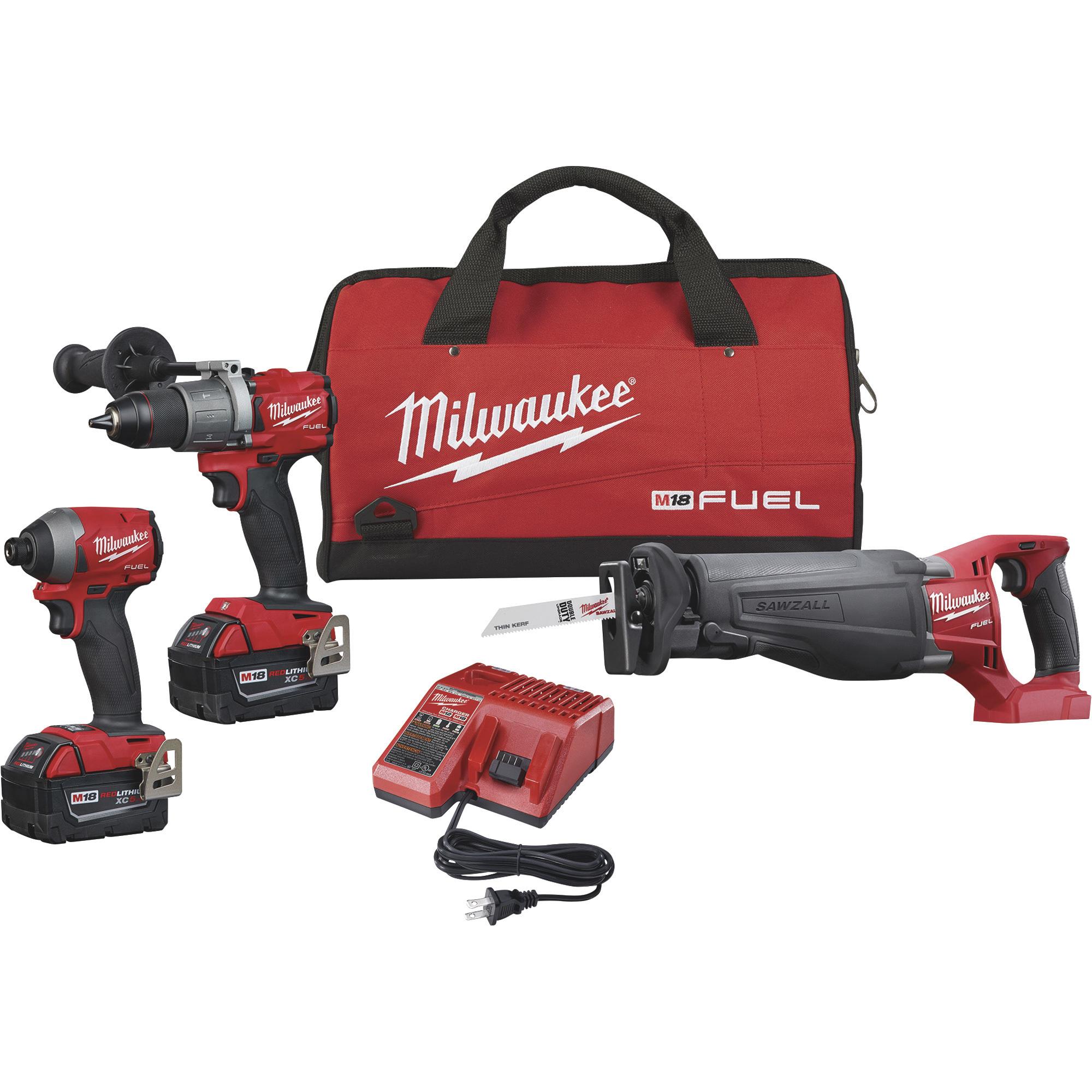 Milwaukee M18 FUEL Li-Ion Cordless Power Tool Set, 3-Tool Set, With 2 Batteries, Model# 2997-23